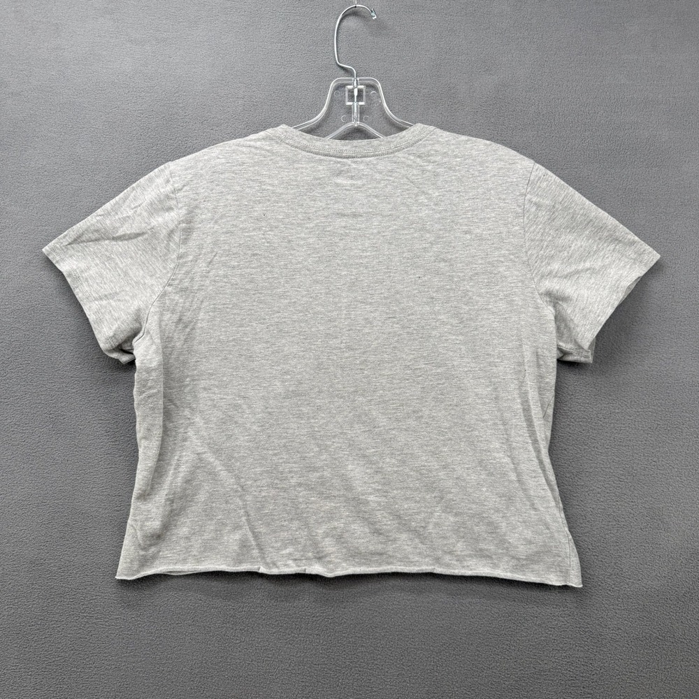 The North Face Cropped T-Shirt Womens Large Heather Gray Blue Gradient Logo - Picture 3 of 7